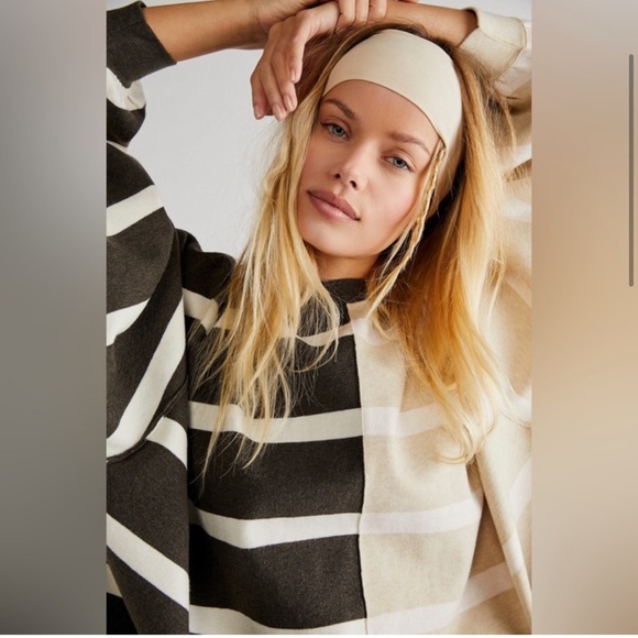 FREE PEOPLE Uptown Stripe Pullover Sweater NEW Size XS Black Pearl Combo - Picture 11 of 15